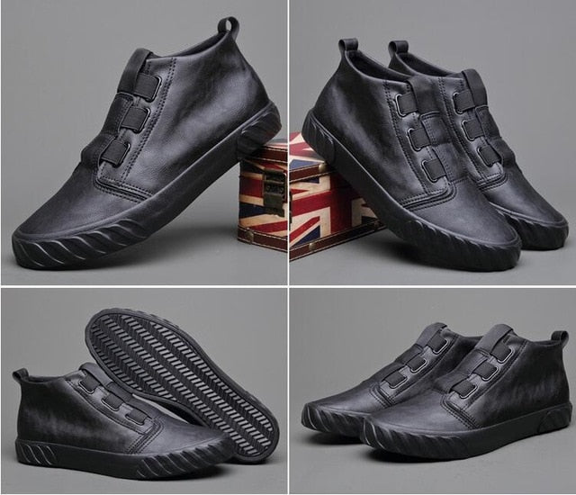 Sneaker haut décontracté pour hommes en cuir PU solide tendance