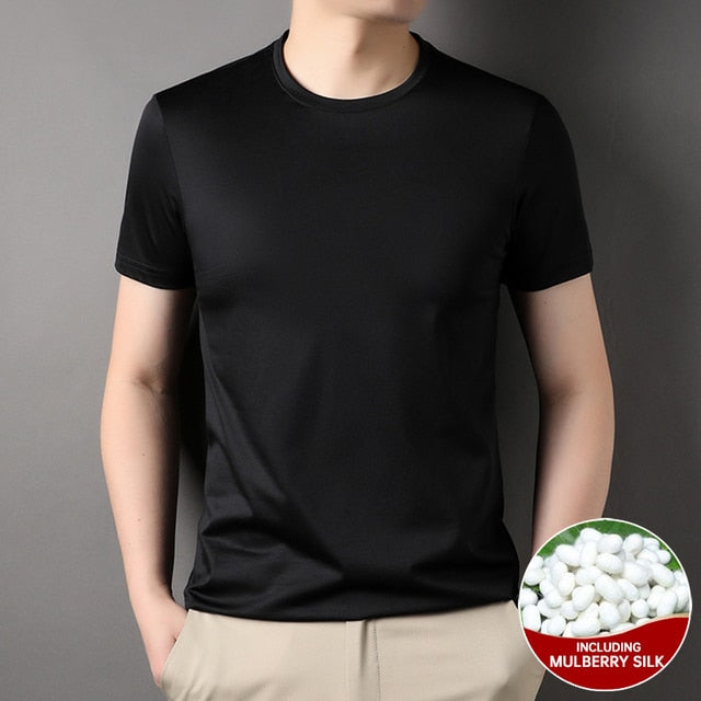 Mulberry Silk Solid O-Neck T-Shirt