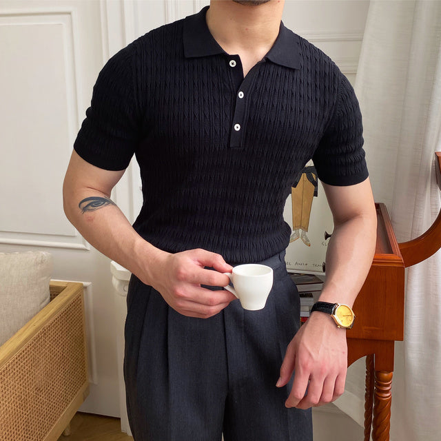 Chemise Viscose Géométrique Revers Jacquard