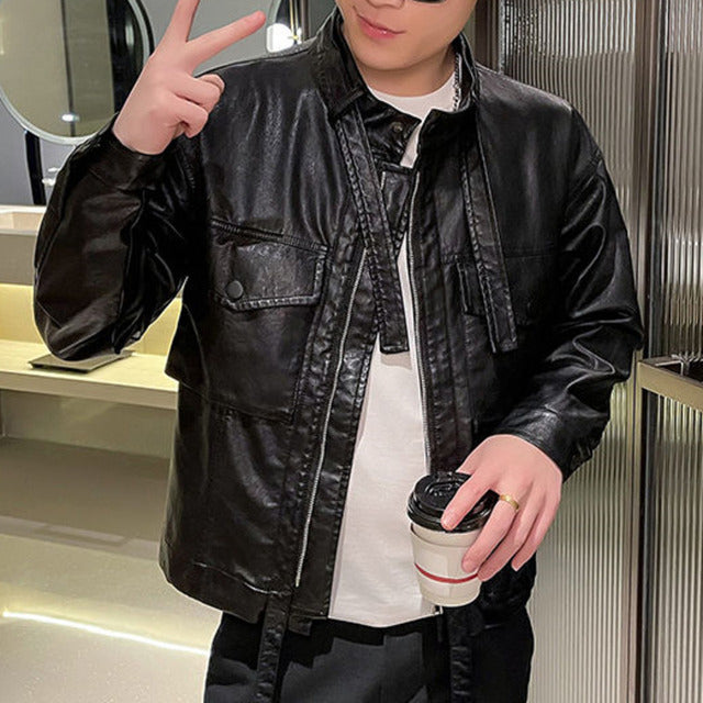 Brown Camel Faux Leather Jacket