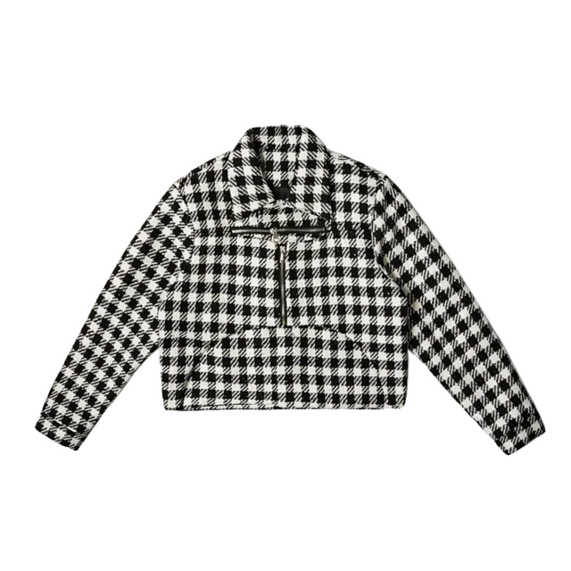 Black Houndstooth Pattern Short Jacket