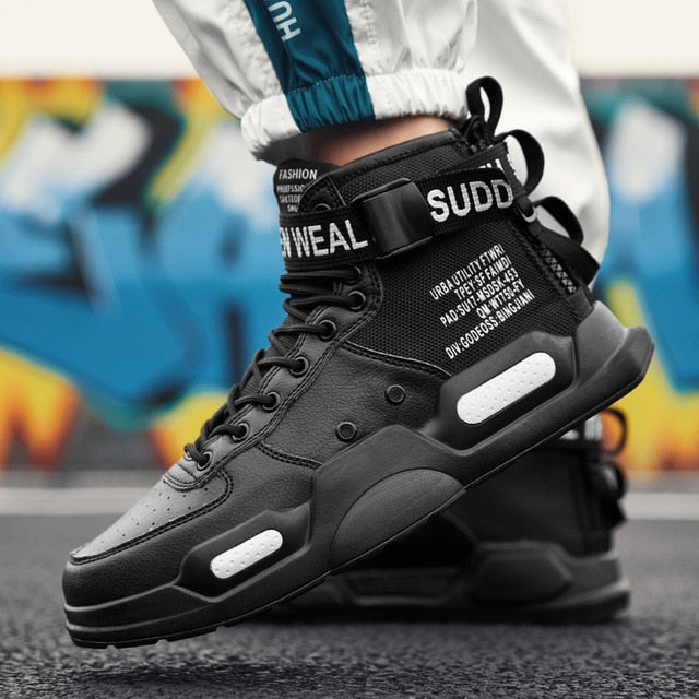 Baskets montantes décontractées à imprimé de lettres pour hommes