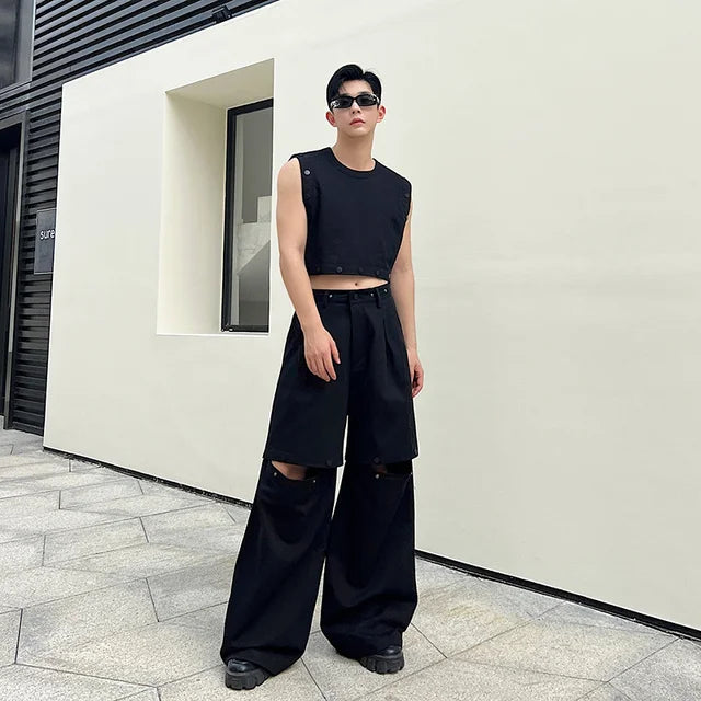 Solid Casual Niche Detachable Pants Set