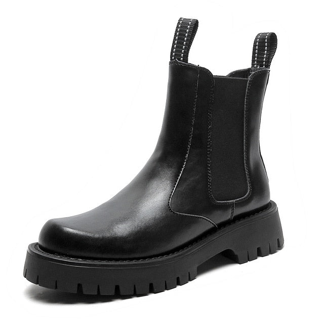 Bottines Chelsea en cuir fendu foncé