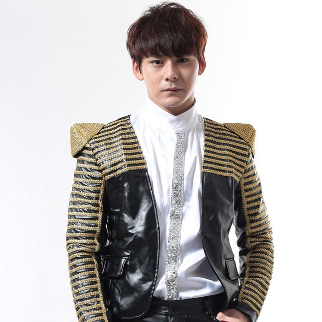 Costume Club Style with Pointed Shoulder Design Men Blazer