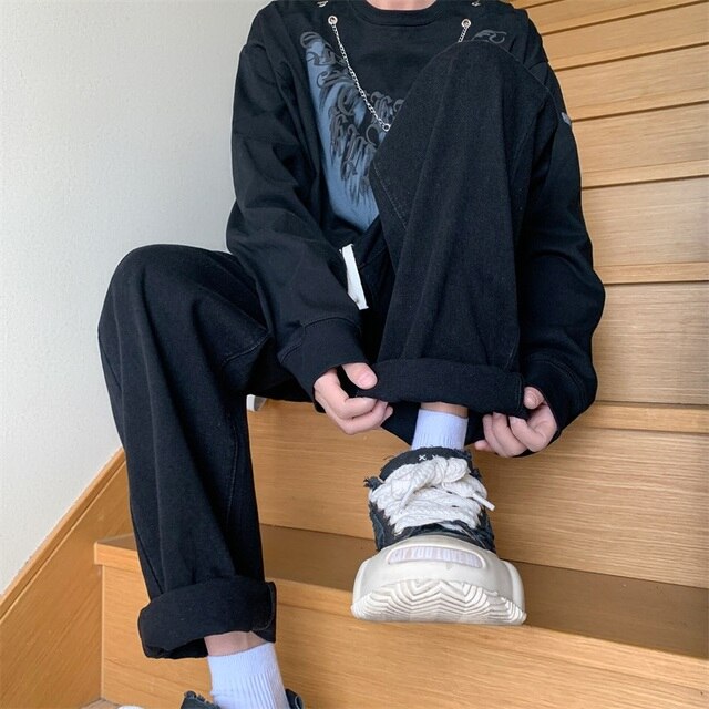 Broken Solid Elastic Waist Jeans