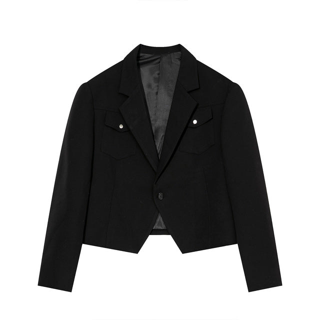 Temperament Solid Color Crop Blazer