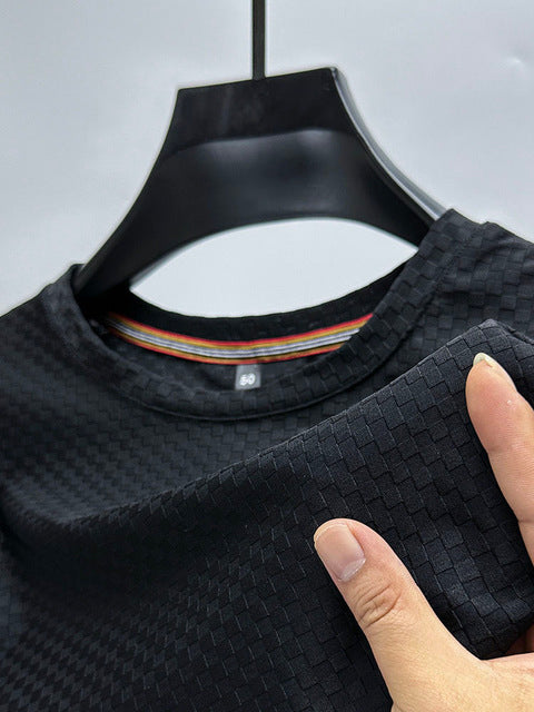 Checkered Waffle O-Neck T-Shirt