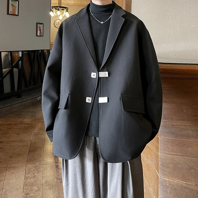 Oversized Solid Polyester Loose Blazer