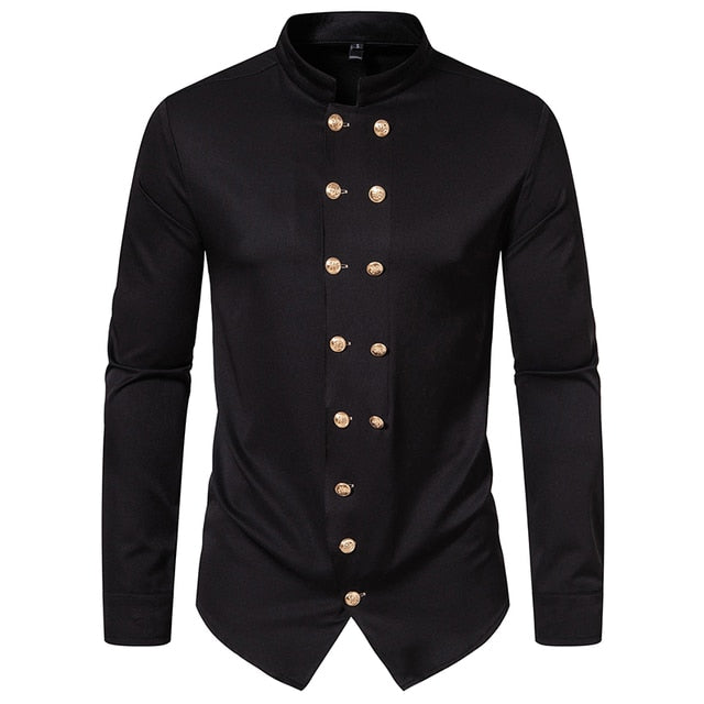 Solid Color Steampunk Long Sleeve Shirt