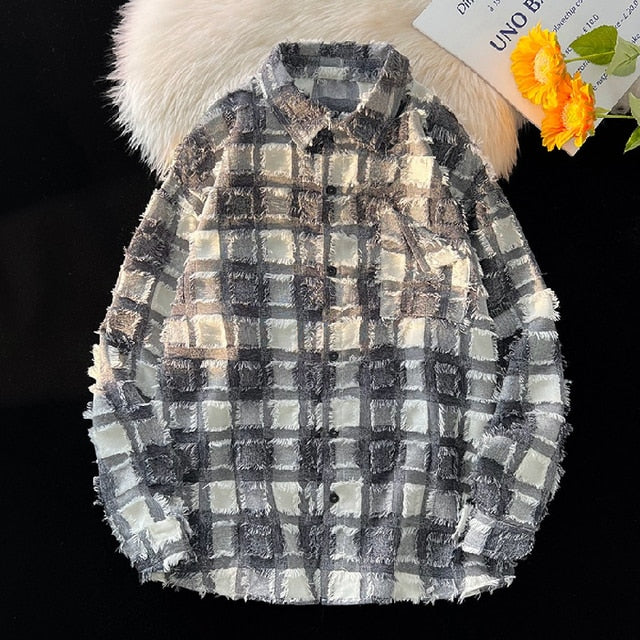 Spring Korea Solid Plaid Shirt