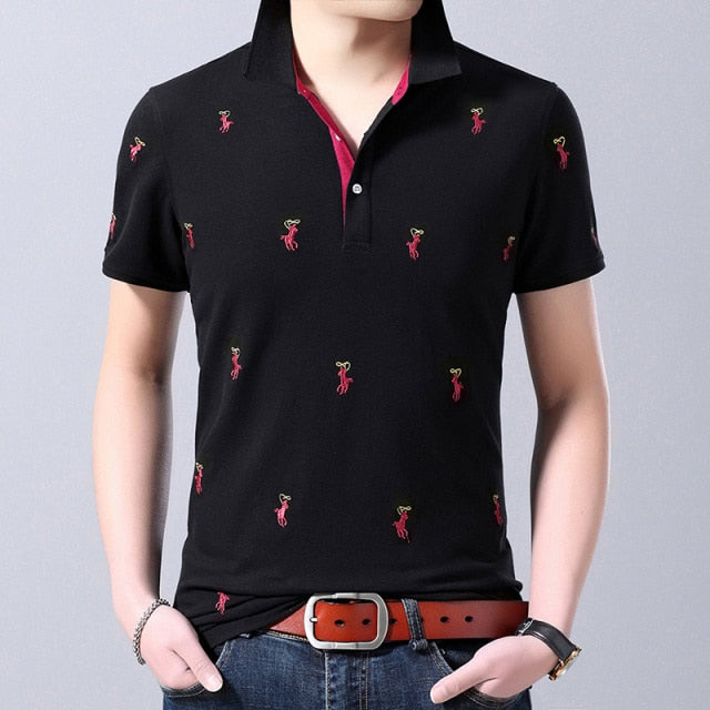 Cowboy Embroidery Pattern Decorated Polo Shirt