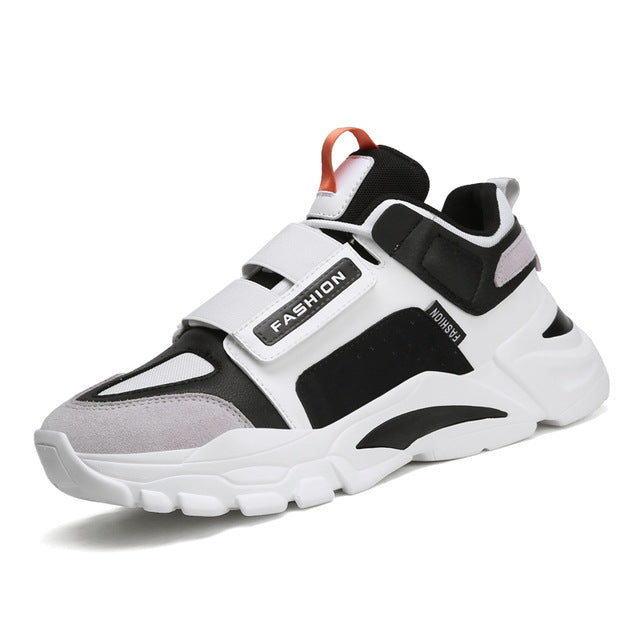 Monochrome Double Straps Men Retro Look Sneakers