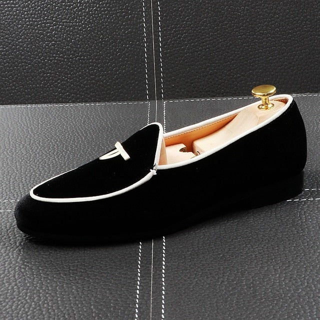 Suede with White Lining and Ribbon Detail Men Loafers Shoes