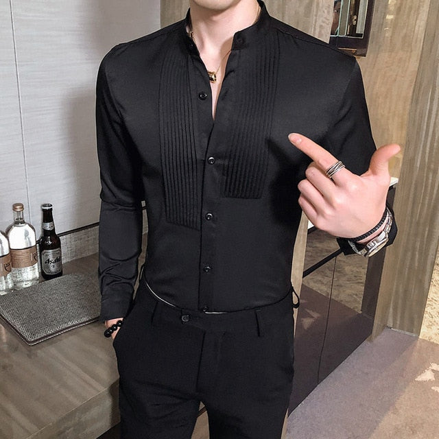 Camisa de manga larga de color sólido Business Wear