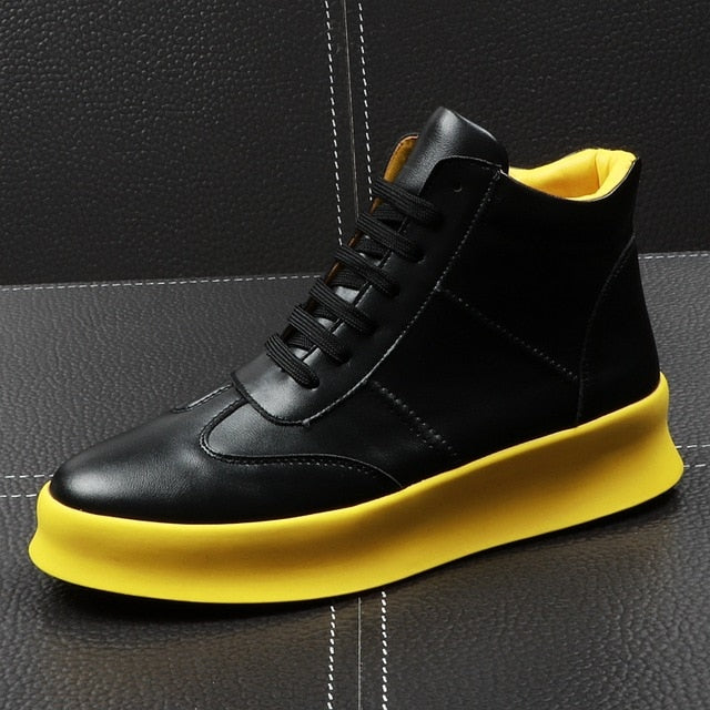 Solid Casual High Top Style Men Sneakers