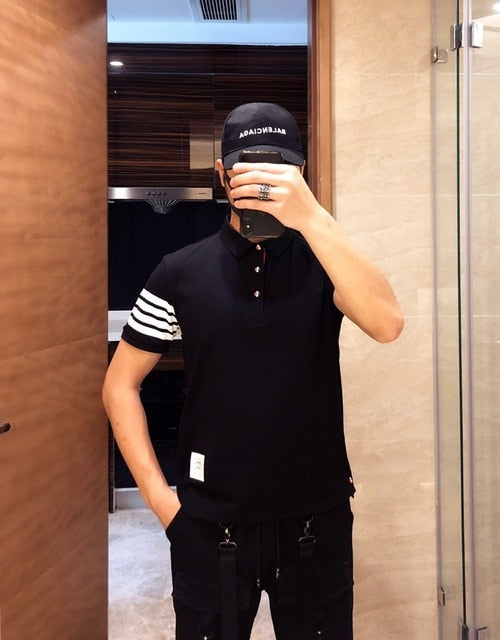 Casual Polo Shirt with Four Stripes