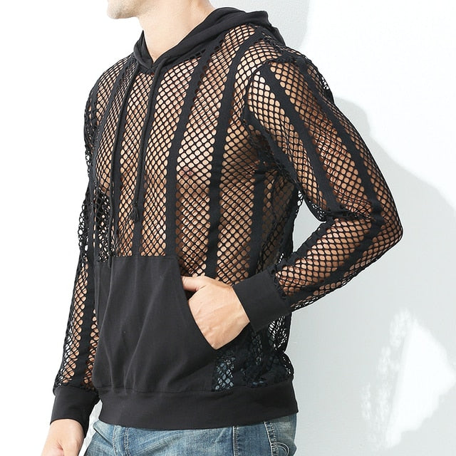 Mesh Transparent Long Sleeve Hoodie