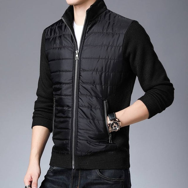 Knitted Monocolor Padded Cardigan Sweater