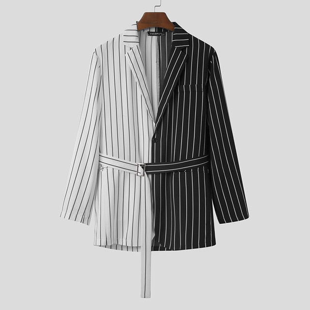 Vertical Lines Black White Fashion Blazer