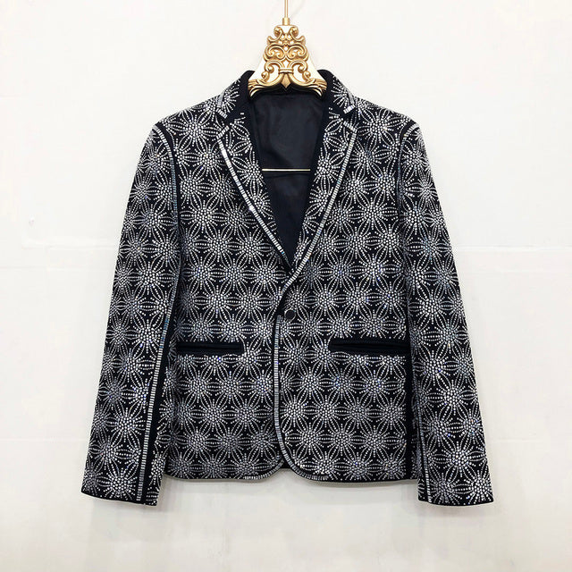 Geometric Heavy Rhinestones Blazer