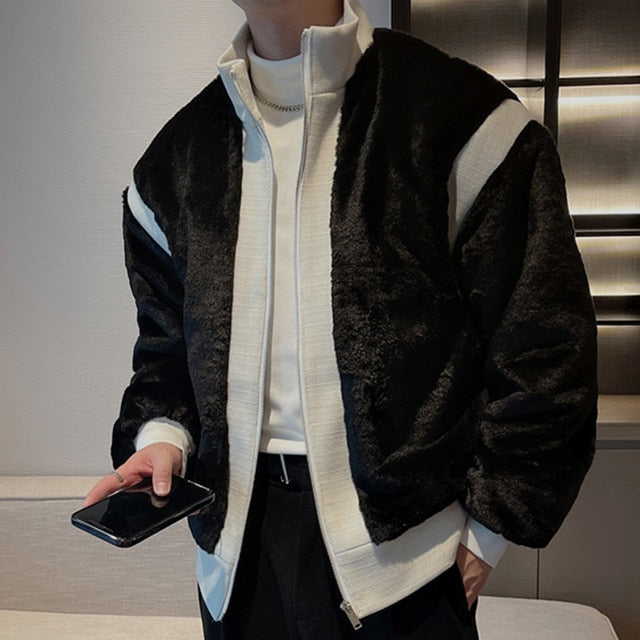 Chaqueta de dos colores contrastantes de empalme