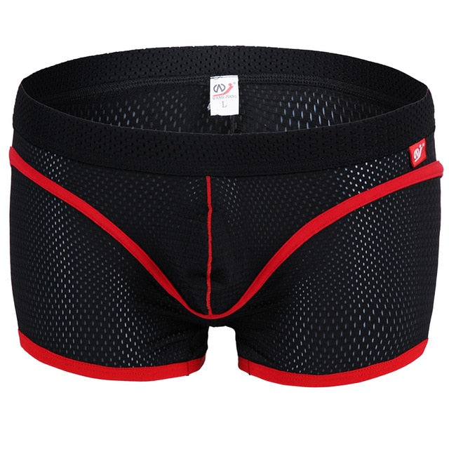 Breathable Mesh Two-tone Line Decorated Boxer