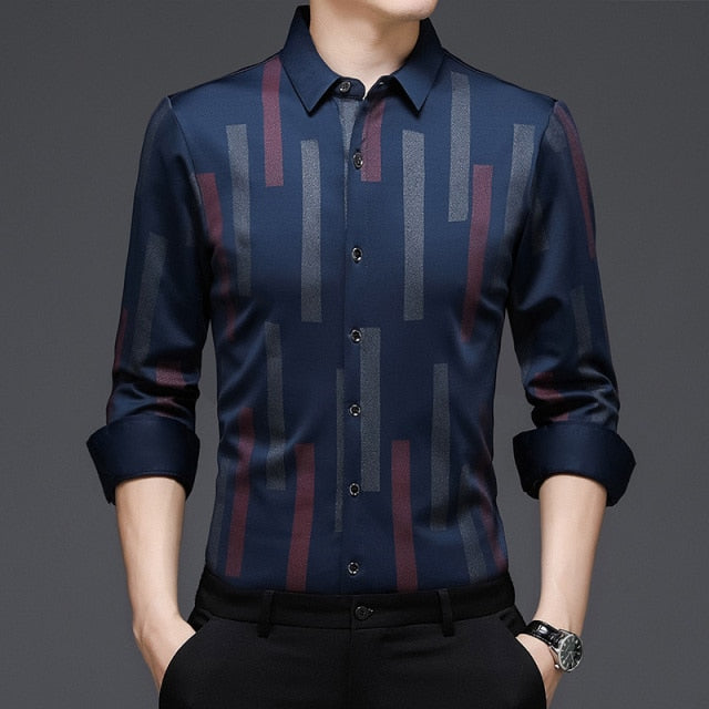 Vertical Blocks Printed Long Sleeve Shirt