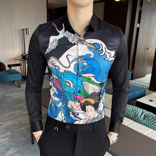 Chemise à manches longues imprimée Blue Dragon Princess