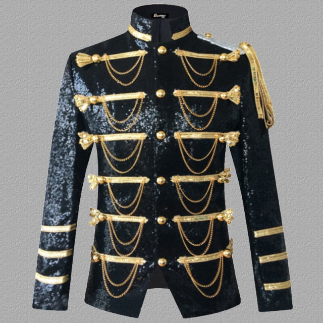 Sequin Embellished Black Gold Blazer
