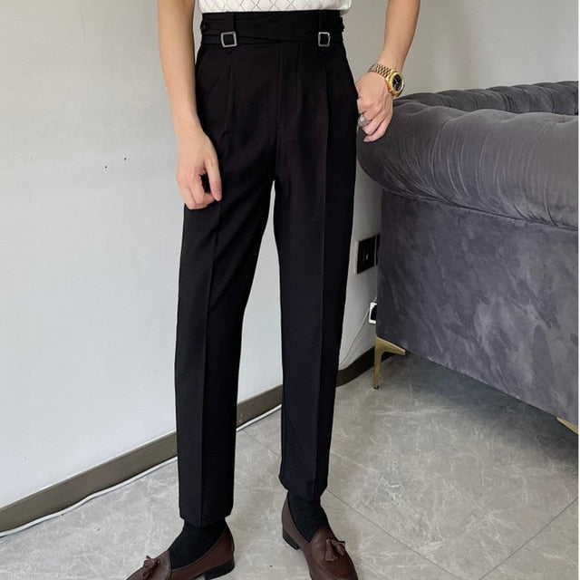 Navy Suit Side Buckle Trouser