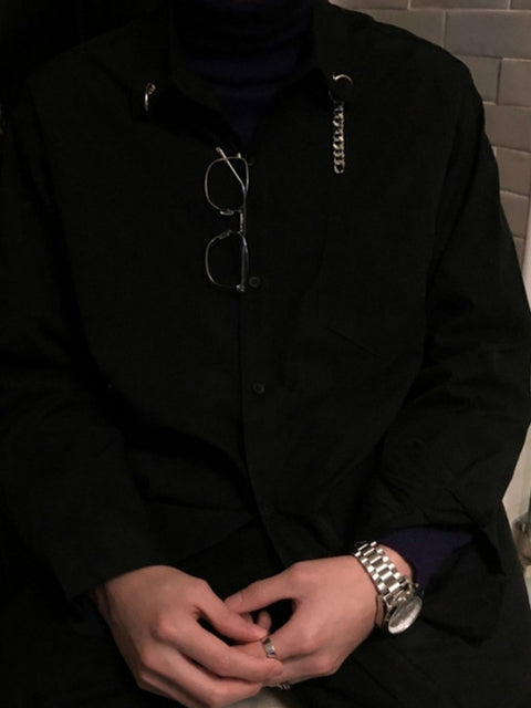 Chainlet White Black Loose Shirts