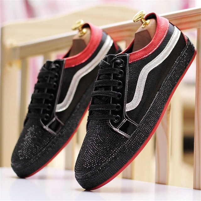 Shine Flat Low Top Lace Up Casual Hommes Sneaker