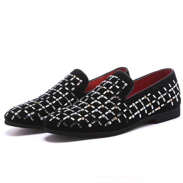 Casual Sequin Rhinestone Driving Breathable Men Loafers Shoes
