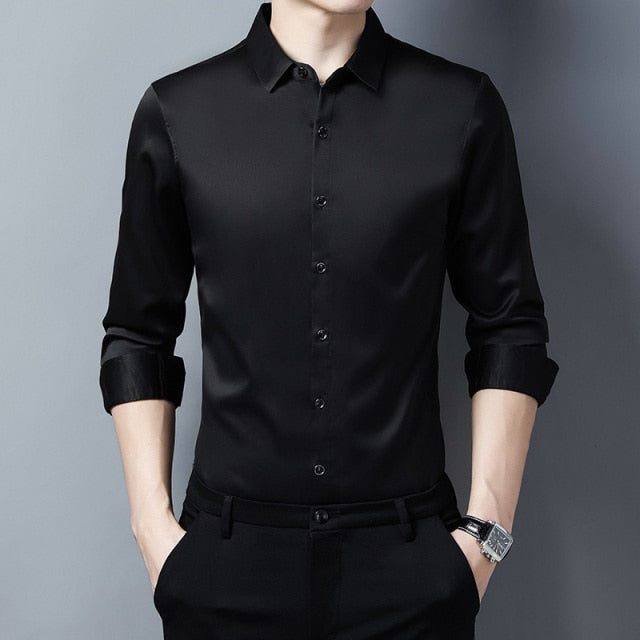 Black Buttons Solid Color Long Sleeve Shirt