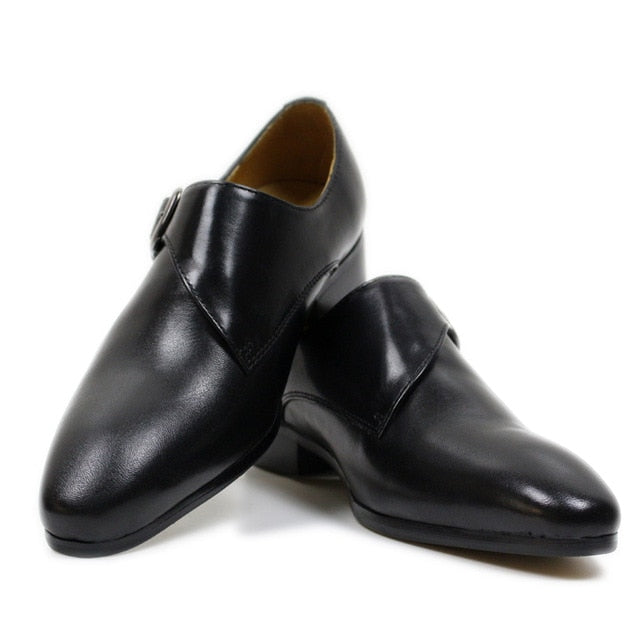 Genuine Leather Oblique Strap Formal Style Men Shoes