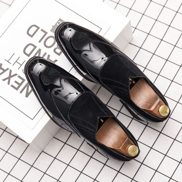 Zapatos Oxford de piel sintética con combinación de terciopelo para hombre