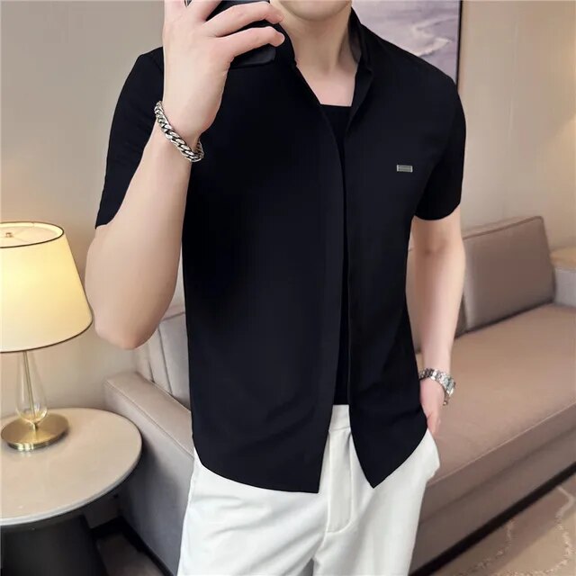 Casual Polyester Spandex Short Sleeve Shirt