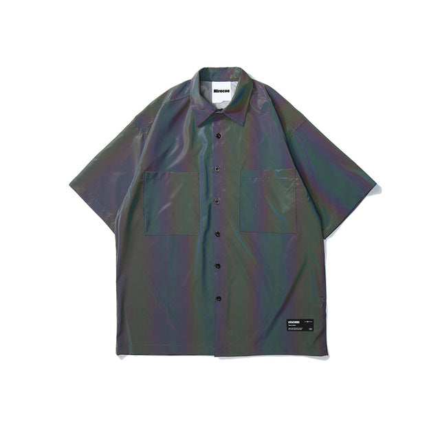 Rainbow UV Reflective Unisex Pocket Short Sleeve Shirt