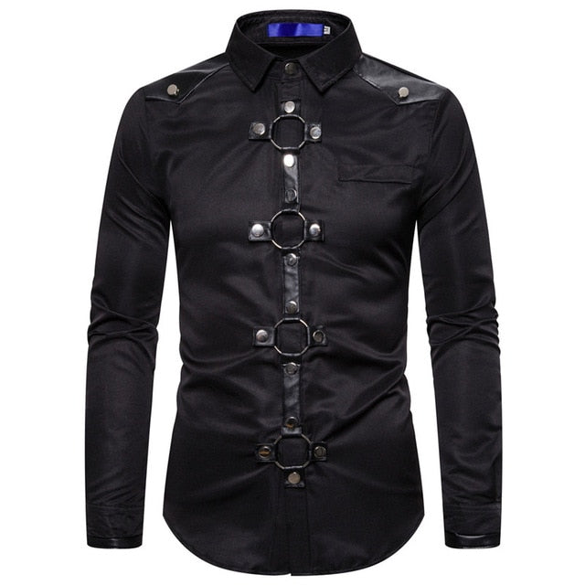 Metal Rings Button Style Long-Sleeved Shirt