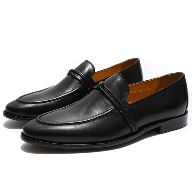 Black Brown Slip On Leather Business Style Men Shoes