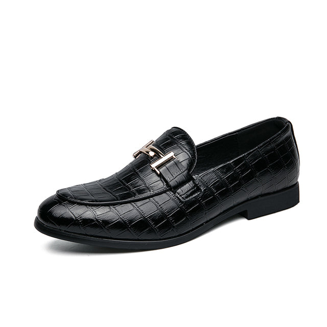 Crocodile Pattern Metal Appliques Dress Loafers Shoes