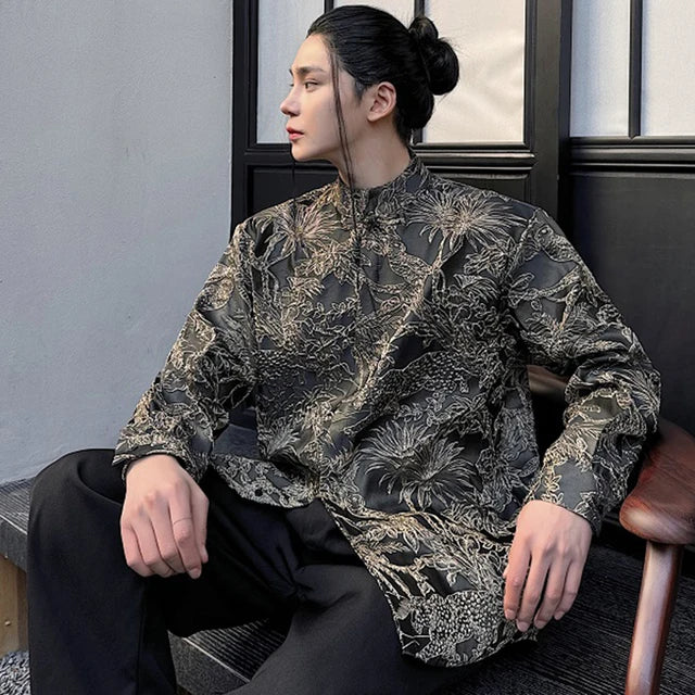 Vintage Knot Chinese Style Embroidery Shirt