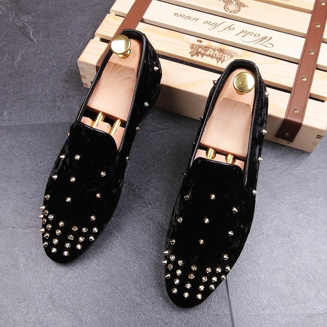 Flock Rivets Casual Men Loafers Shoes