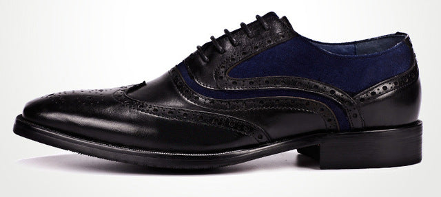 Wingtip Brogue with Velvet Combination Men Leather Shoes