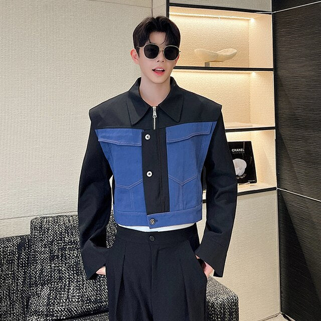 Denim-Black Patchwork Jacket