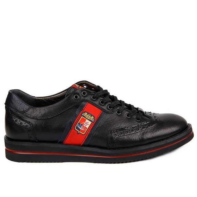 Sneaker de base en cuir véritable décontracté pour hommes de style bas plat