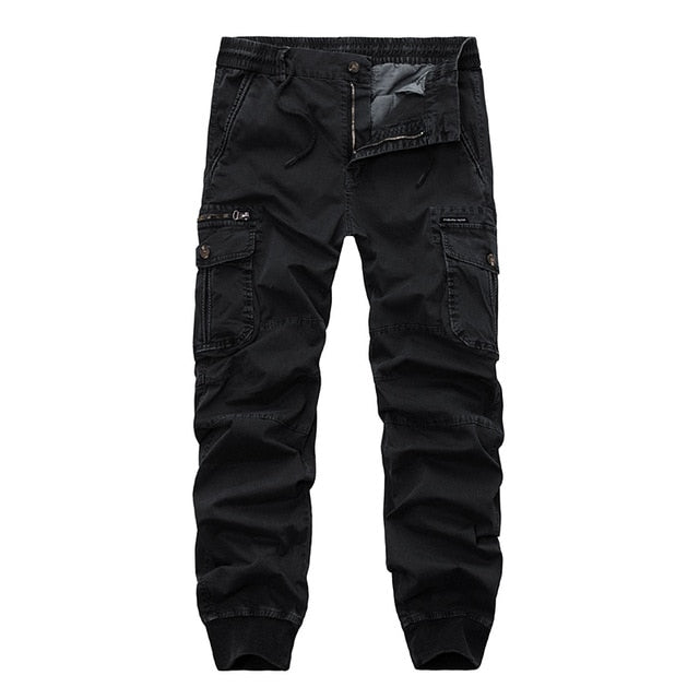Pantalon tactique cargo en coton solide avec poches latérales style décontracté militaire pour hommes