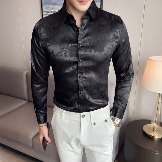 White Invisible Branches Digital Printed Shirt