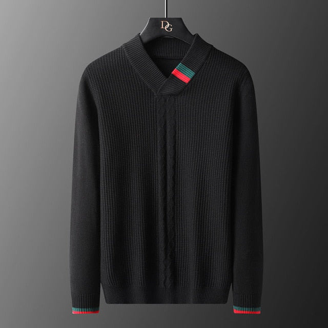 Chest Braided Decorated V-Neck Sweater